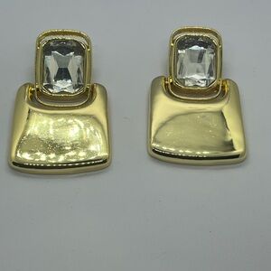 Crystal and Gold Tone Statement Earrings